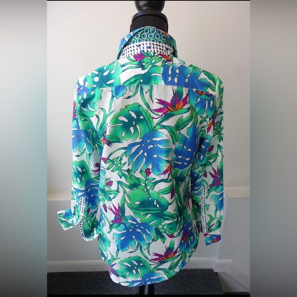 Robert Graham Shirt Women's Birds of Paradise Colorful Size XL - Picture 8 of 8